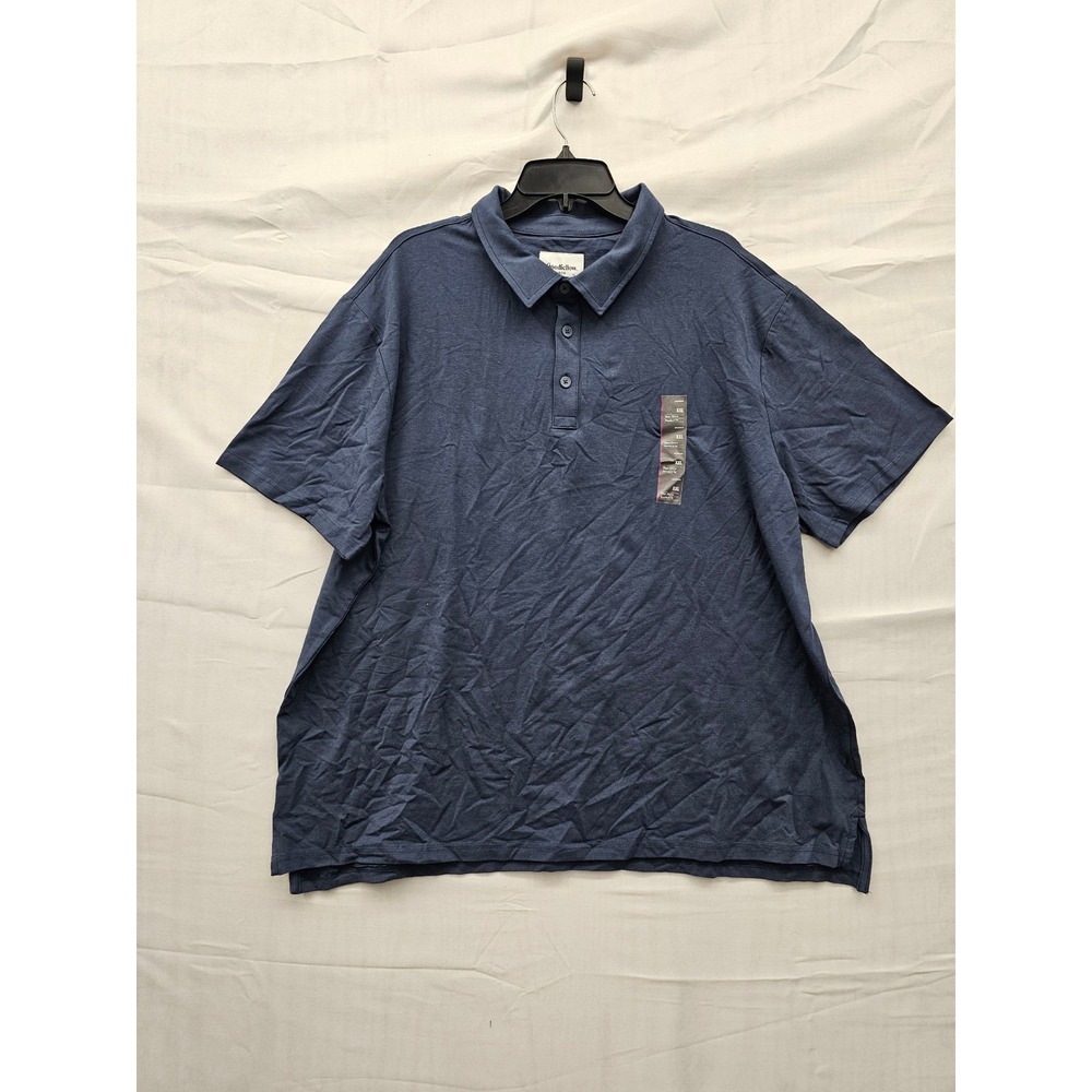 Goodfellow & Co Mens Short Sleeve Polo Navy Cotton Blend Casual Size XXL